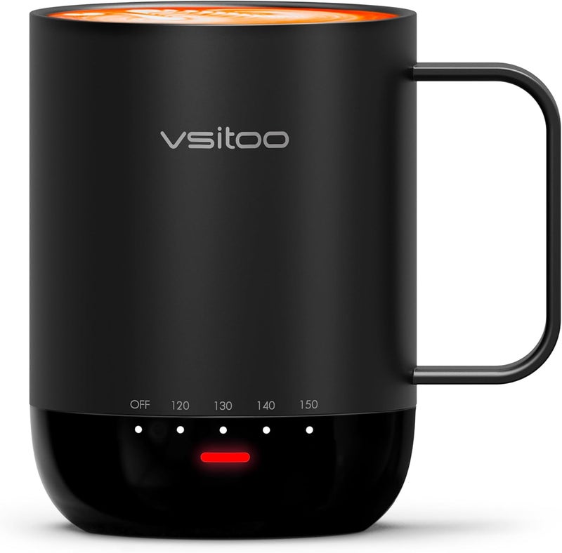 vsitoo S3 Pro 14oz Smart Self Heating Coffee Mug,Heated Coffee Mug with Auto-Sensing AI Heats Drinks to 120-150°F Hands-Free.Perfect for Home/Office,Ideal Gift fo Men/Women, Black - Image 1